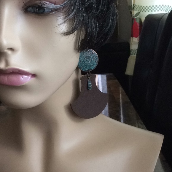 Bohemian Earrings Leather - Picture 2 of 8